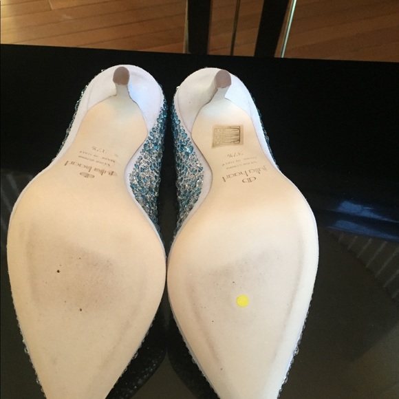NIB sz 37.5 Julia Haart Clear and Turquoise Swarovski Crystal Heel Pumps - Picture 8 of 8